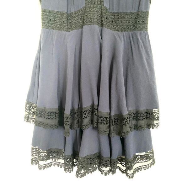 Maje Flounced tiered lace trimmed Dress in Navy - Picture 4 of 10